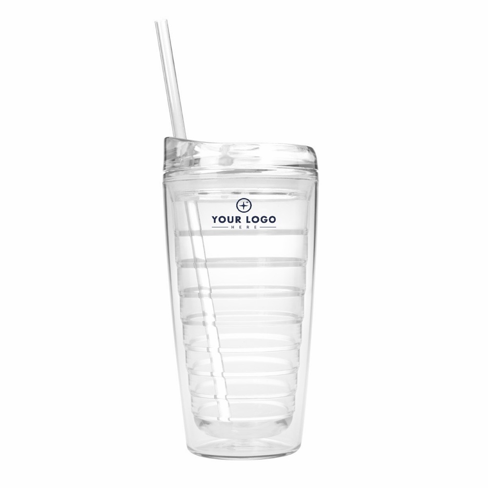 Double-Wall Clear Plastic Tumbler, 16 oz.