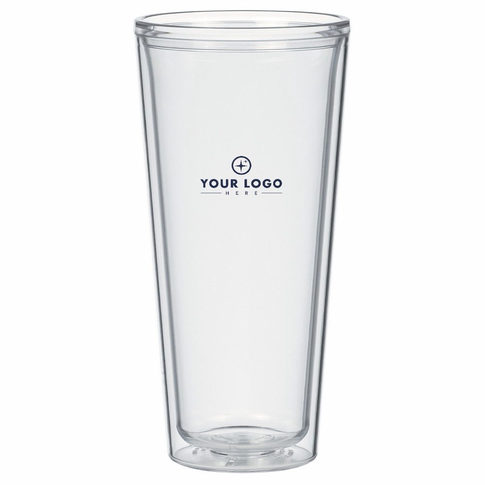 Double-Wall Clear Plastic Tumbler, 22 oz.